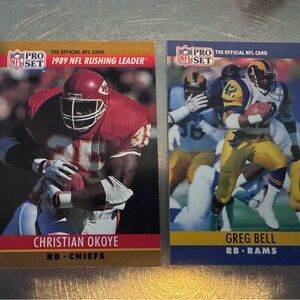 Pro Set 1989 NFL Cards - Christian Okoye & Greg Bell